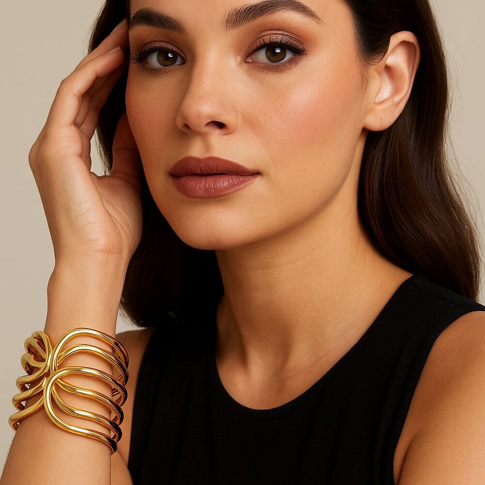 Belk‎ Gold Tone Modern Clasp Cuff